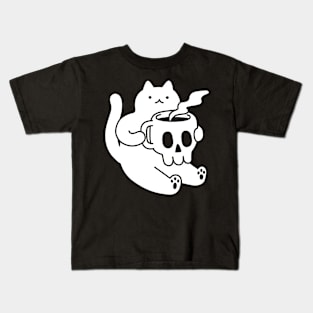 Cat And Skull Mug Kids T-Shirt